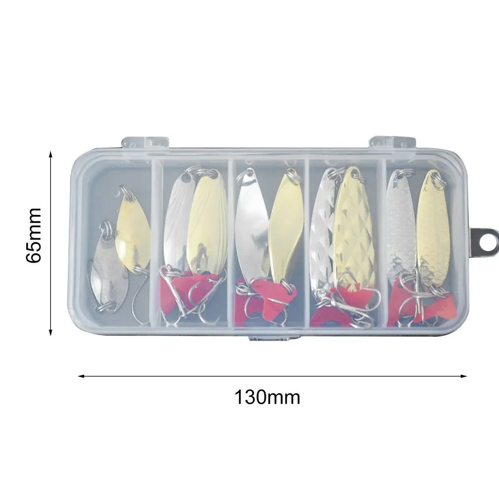 

10 Pcs Mixed Color Fishing Hook Set Sequins Spoon Bait Metal Hook Kit Iscas Artificial Baits Fishing Hook In Box Fishing Tackle