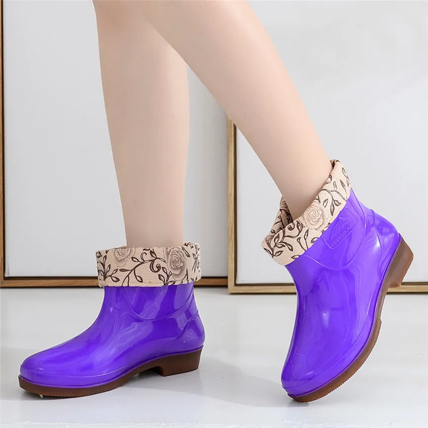 Winter Women's Rain Boots Thicken Cover Waterproof Shoes Unisex Anti-Skip Ankle Plus Size High Quality Short Booties z4 | Обувь