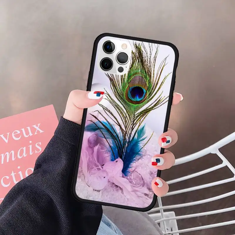 

peacock feather Phone Case For Iphone 5 5S SE 6 6s 7 8 plus X Xr XS 11 12 Mini Pro Max Cover Fundas Coque