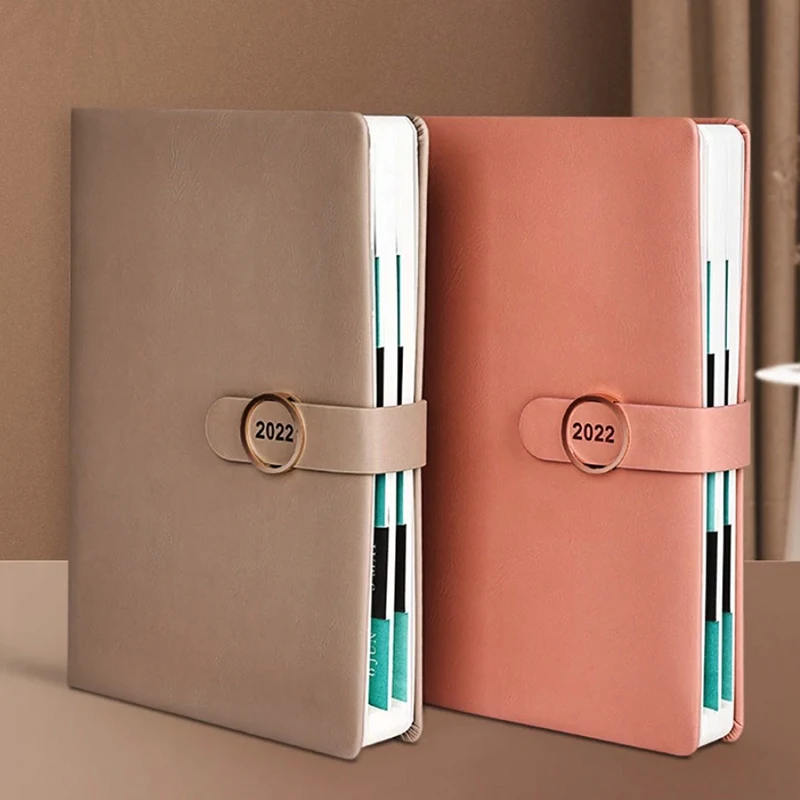 

2022 Daily Weekly Planner A5 Notebook PU Leather Hard Cover Agenda Golden buckle Schedules Stationery Office School Supplies