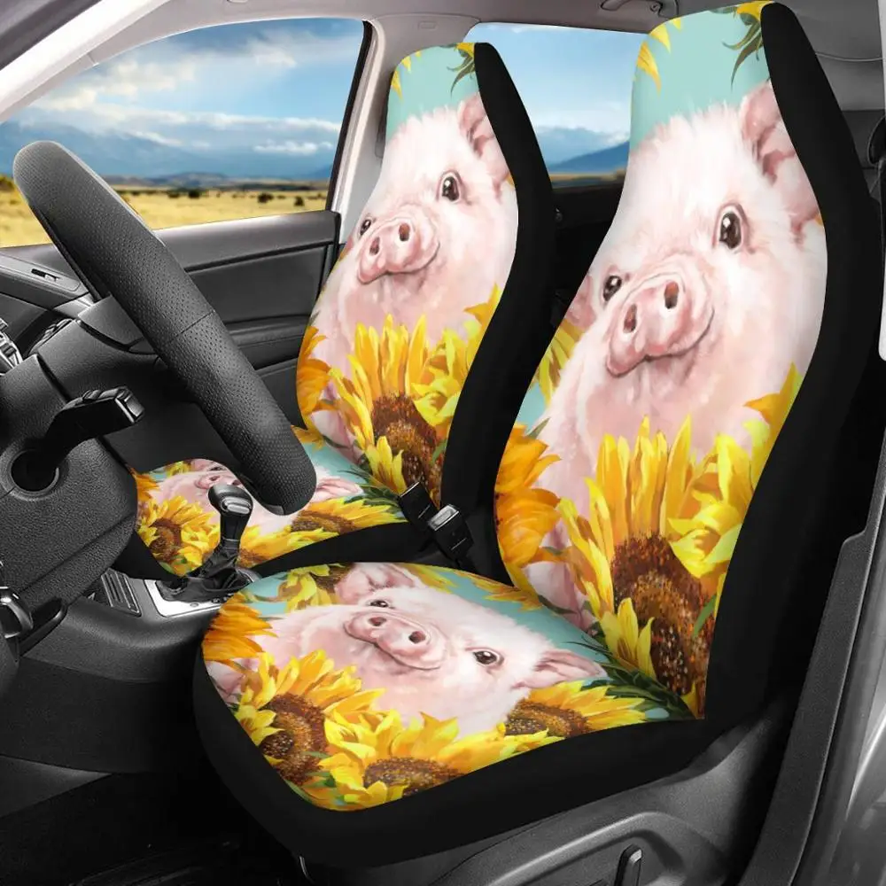 

Upetstory чехлы на автомобильные сиденья с изображением подсолнуха свинки Женский комплект из 2 универсальных чехлов на передние сиденья автом...
