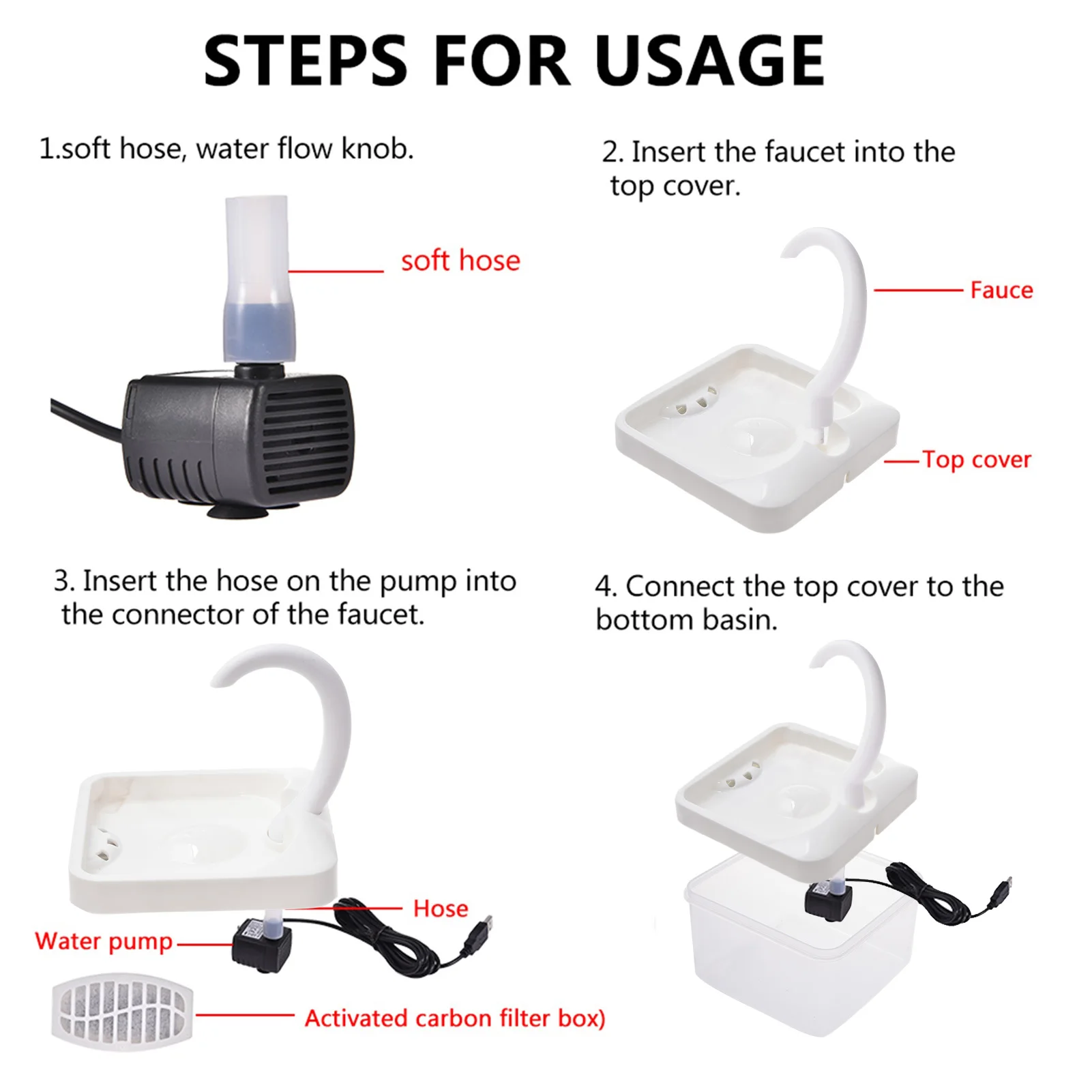 

2L Pet Water Fountain Swan Neck Pet Cat Dog Automatic Drinking Fountain Water Dispenser For Cats Dogs