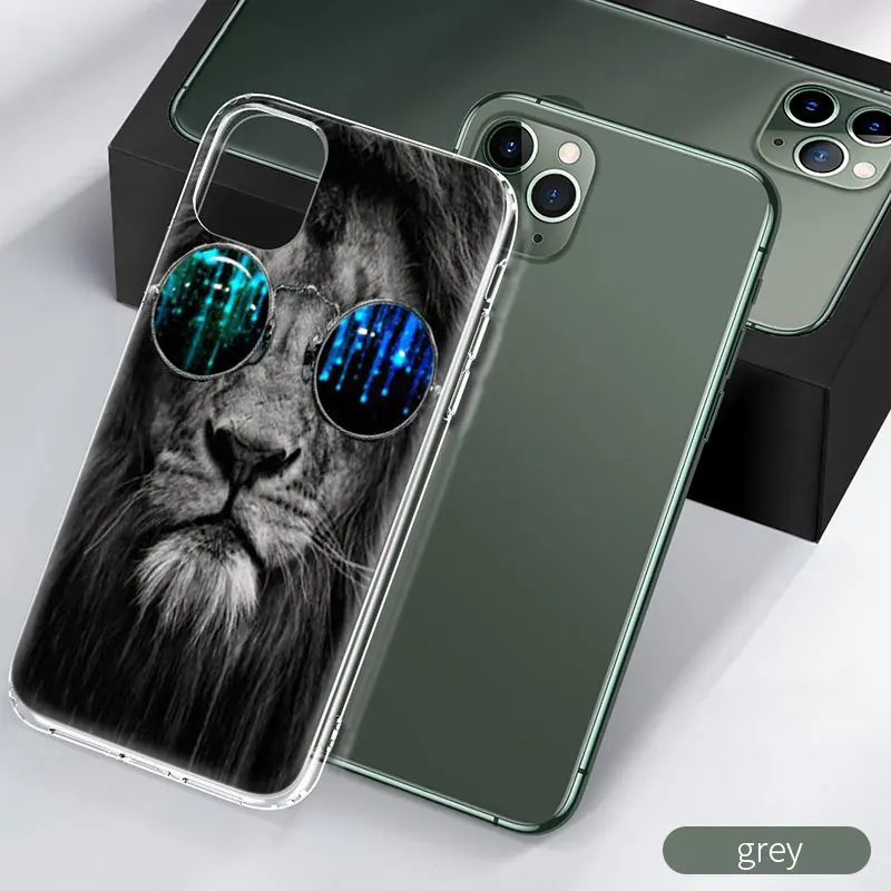 Очки с рисунком льва из ТПУ + для iphone XR XS MAX корпус акрилового материала 11 pro max