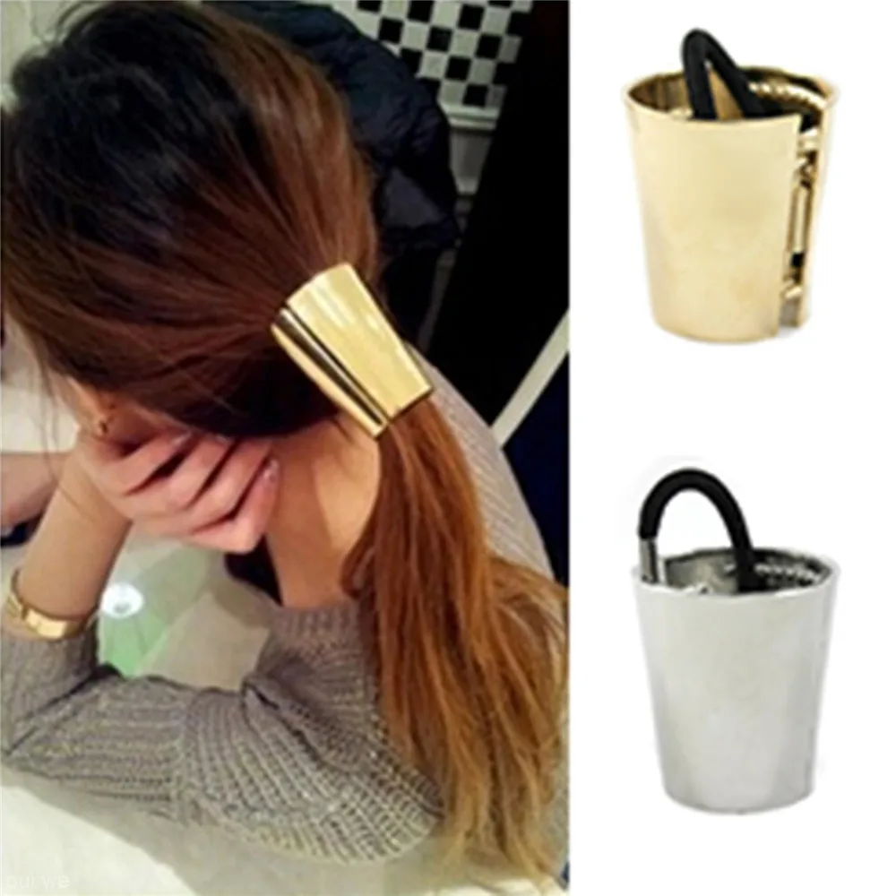 Новинка панк готика поддельные металлические манжеты для волос женский хвостик