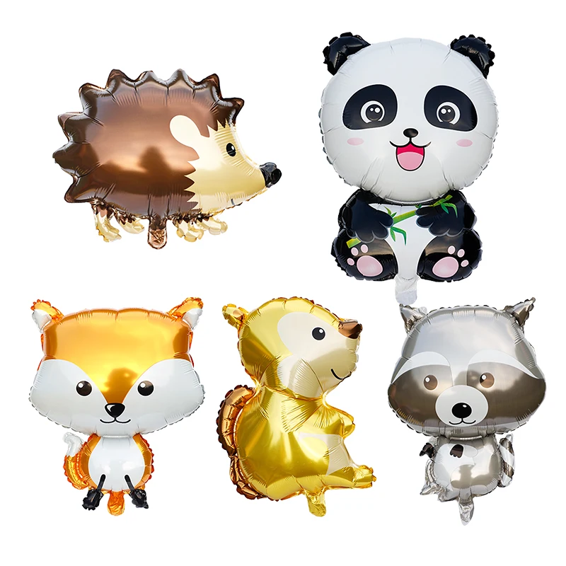 1 воздушный шар в виде животного из глубокого леса панда енот лиса ежик украшение