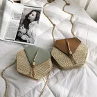 2021 соломенная кожаная сумочка, женская летняя роскошная дизайнерская сумка из ротанга, плетеная пляжная круглая богемная модная сумка через плечо ручной работы