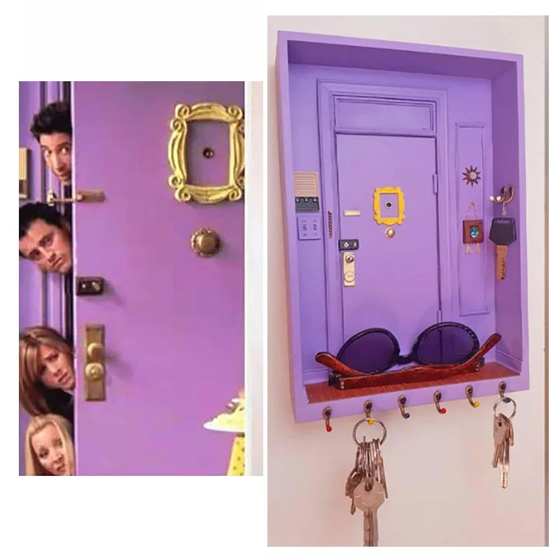 

TV Show Friends Key Holder Monica's Door Holder Friends Home Decor Purple Door Hanger Wall Decor Entrance Key Storage