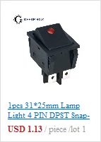 10 шт./партия KCD1 15*10 SPST 250V 3A 2 Pin Красный переключатель для лодки кнопка включения выключения