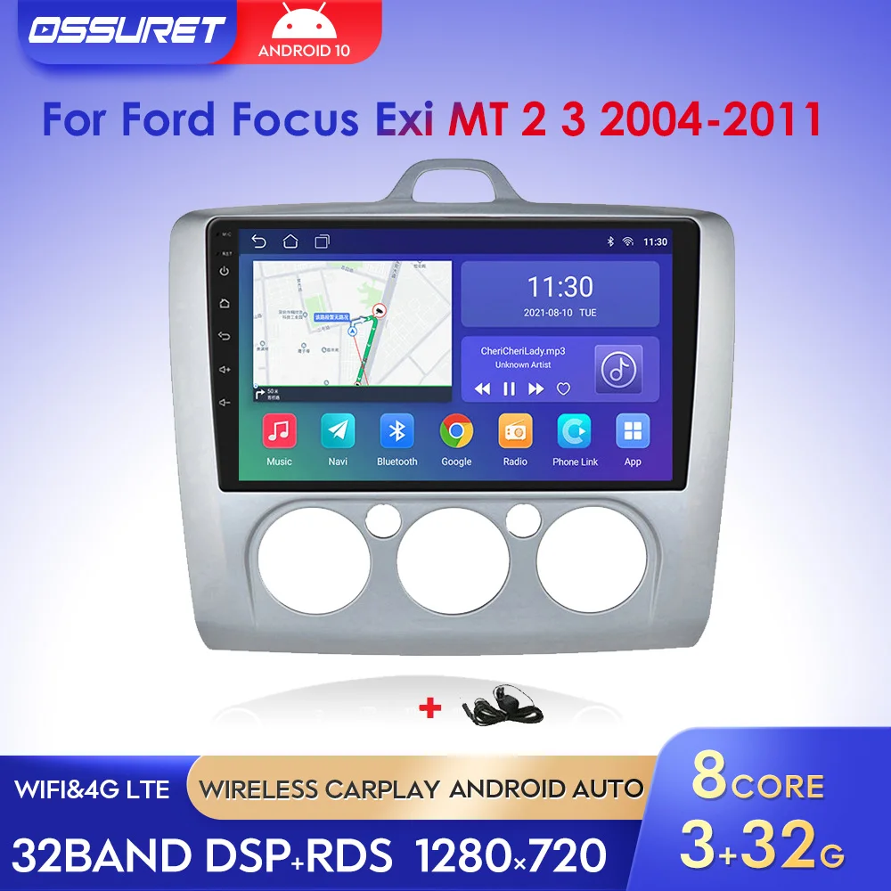 

Автомобильный мультимедийный радиоплеер на Android 10 для Ford Focus 2 3 Mk2 Mk3 2004 2005-2011 GPS-навигация 4G LTE 2 Din BT OBD2 Бесплатная камера