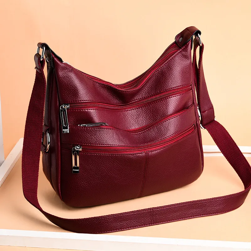 Сумка на плечо женская из мягкой потертой кожи Роскошный дизайнерский брендовый