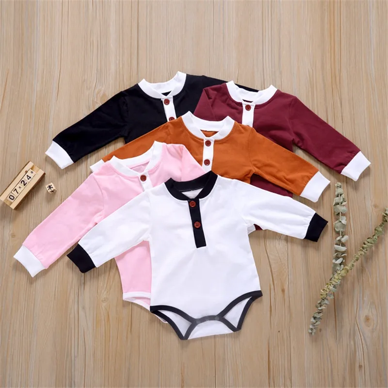 

2020 Brand New Toddler Infant Jumpsuit Patchwork Cotton Newborn Baby Girls Long Sleeve Romper Outfits Playsuit Autumn Clothes