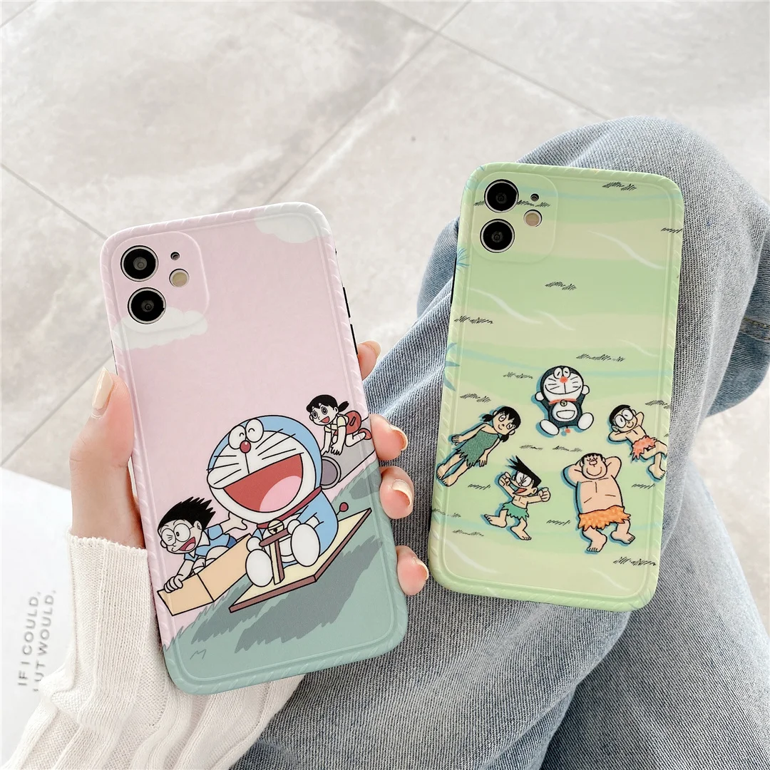 

Fashion Cute Cartoon Anime Doraemon IMD Phone Case For iPhone 7 8 Plus 11 12 mini Pro X Xs Max Xr Fundas Lovely Cover