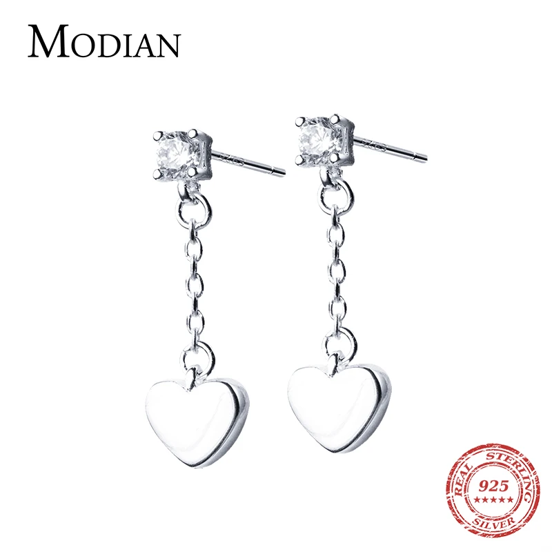 Modian 2021 Новый 3 Цвет сердца кисточкой Висячие серьги в виде капель с кристаллами