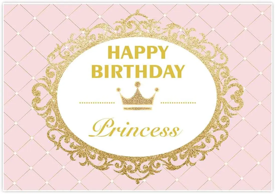 

Royal Princess Backdrop Girls Pink Gold Glitter Celebration Birthday Party Banner Cake Dessert Table Photo Studio photocall