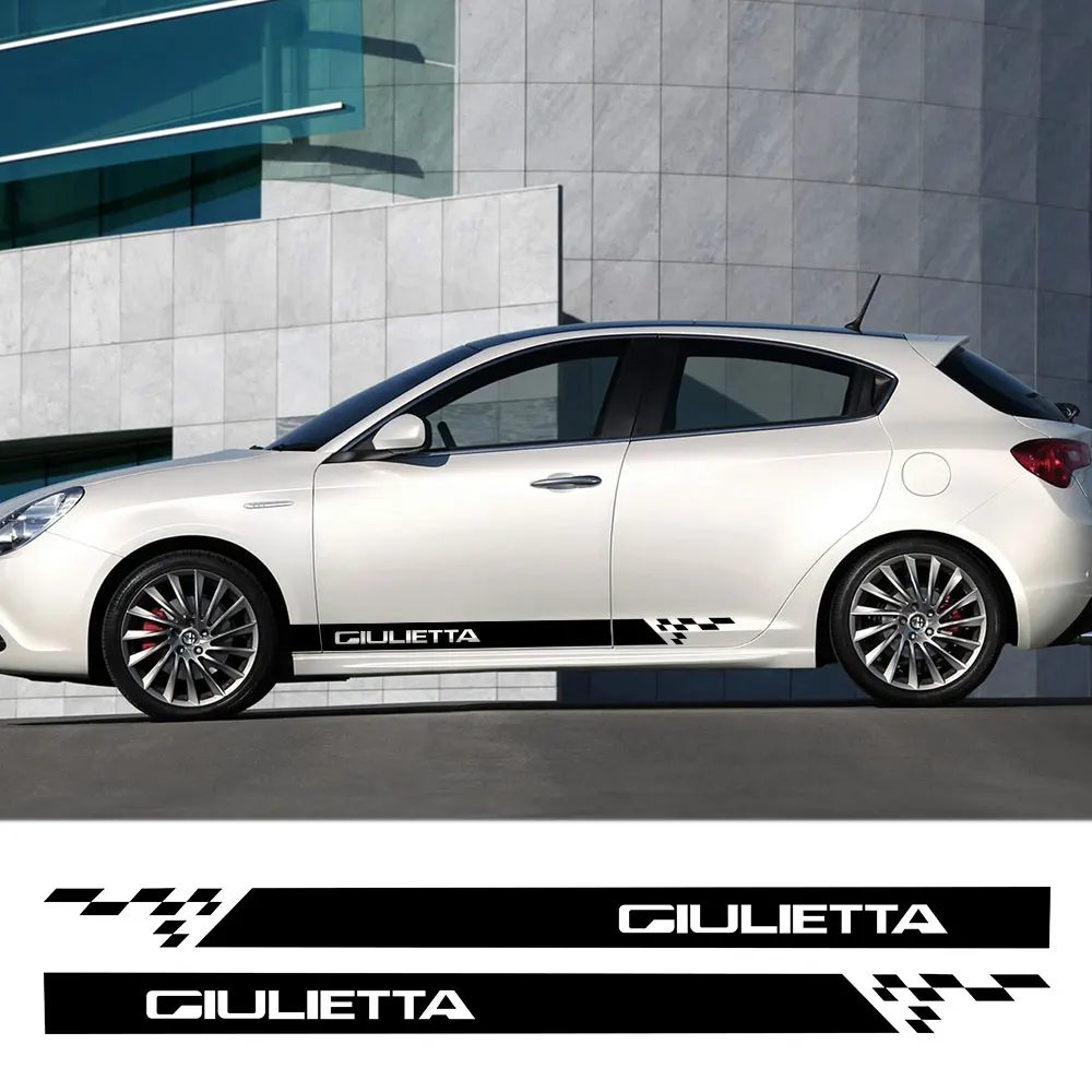 

Наклейки для Alfa Romeo Giulietta, 2 шт., наклейки на боковые двери автомобиля, графические аксессуары, виниловая пленка, наклейки