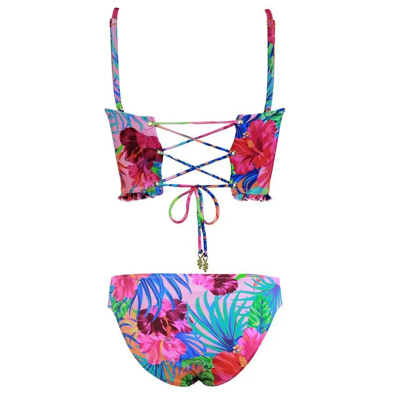 

High Waist Swimwear 2020 New Leaf Print Bikinis Women Swimsuit Vintage Retro Bathing Suit Halter Biquini Maillot de bain femme