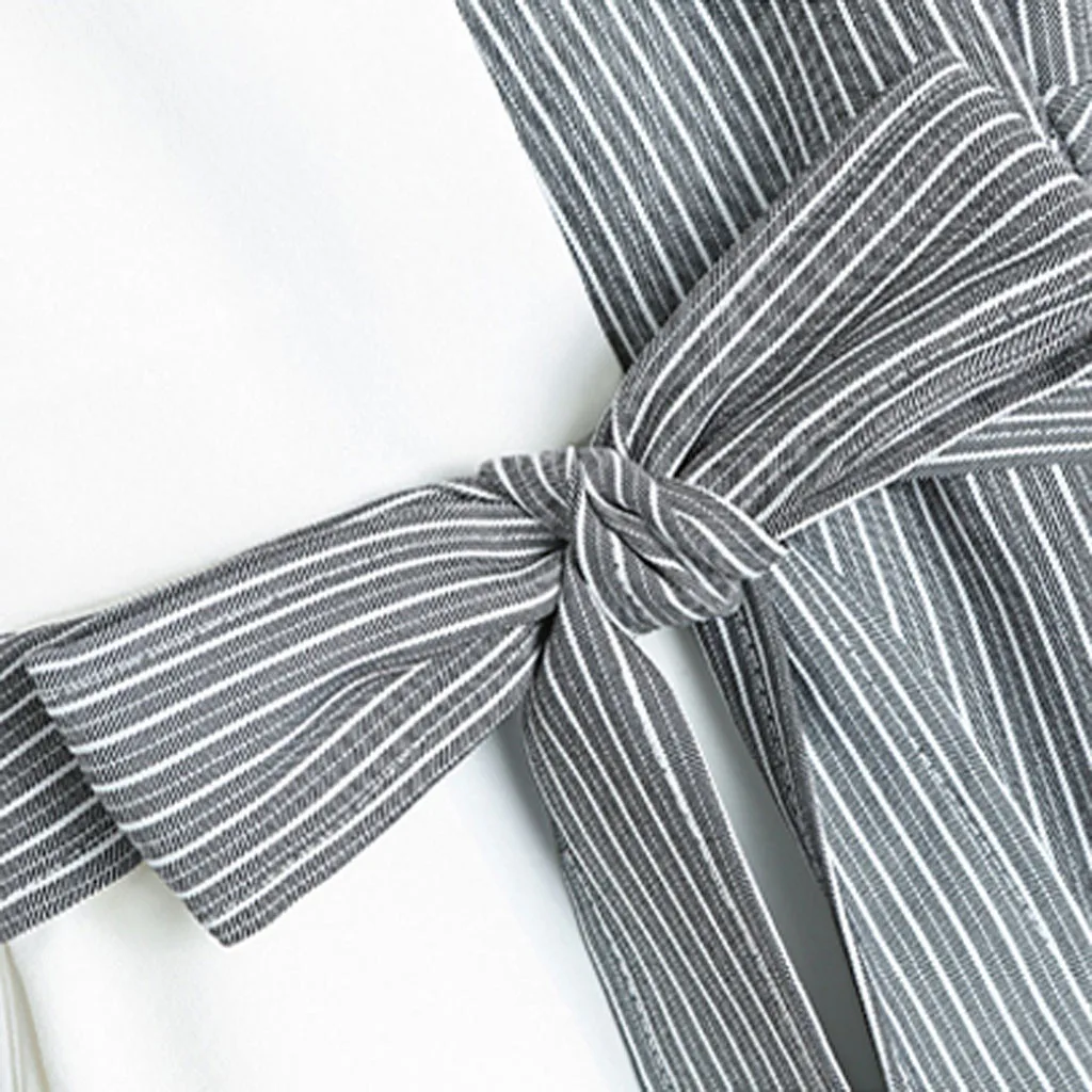 

Fashion Women V-Neck Short Sleeve Belt High Waist Patchwork Striped Shirt Irregular Midi Dress Loose Elegant Office Lady Dress