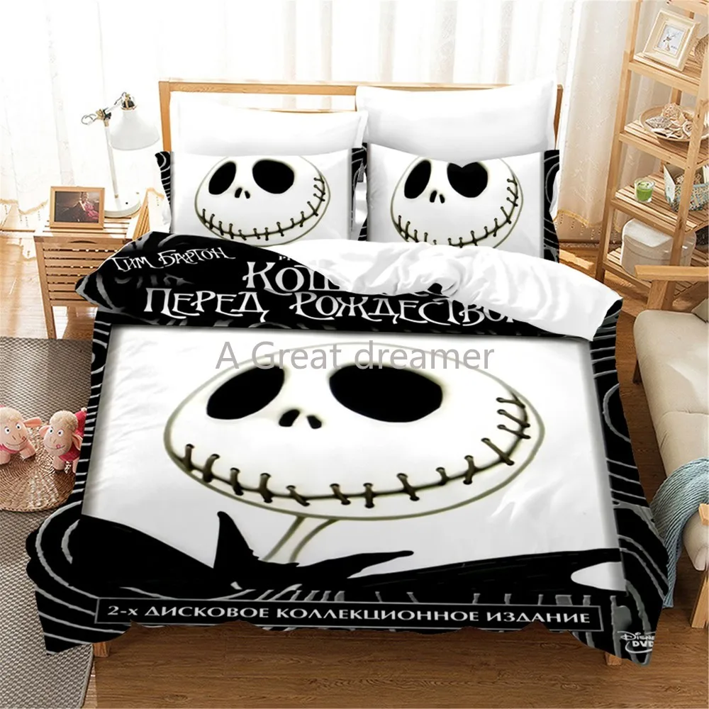 

3d Halloween Gift Bedding Set The Nightmare Before Christmas Cute Terror Series Duvet Cover 2/3 Pcs Cartoon Home Bed Linen Set
