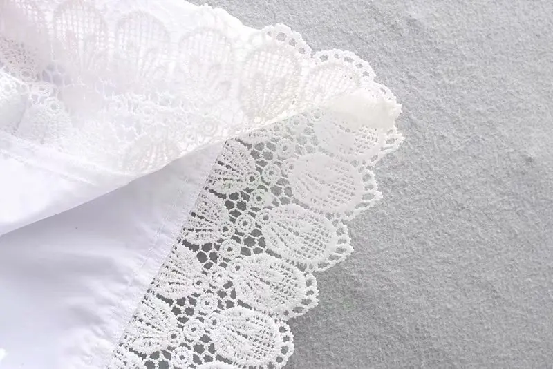 Стильная белая водолазка женская блузка модная кружевная Лоскутная blusas mujer de moda