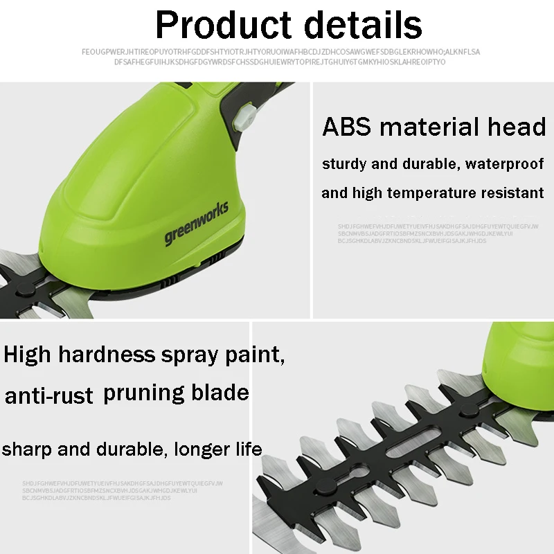 Greenworks Electric Mini Trimmer Cordless Hedge and Grass Trimmer 7.2V Lithium Battery 2 in 1 Shrub Grass Trimmer Garden Tools