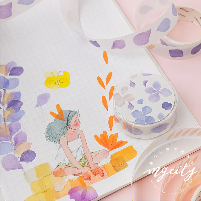 Kawaii акварель растения Diy цветы декоративная лента васи Скрапбукинг планировщик