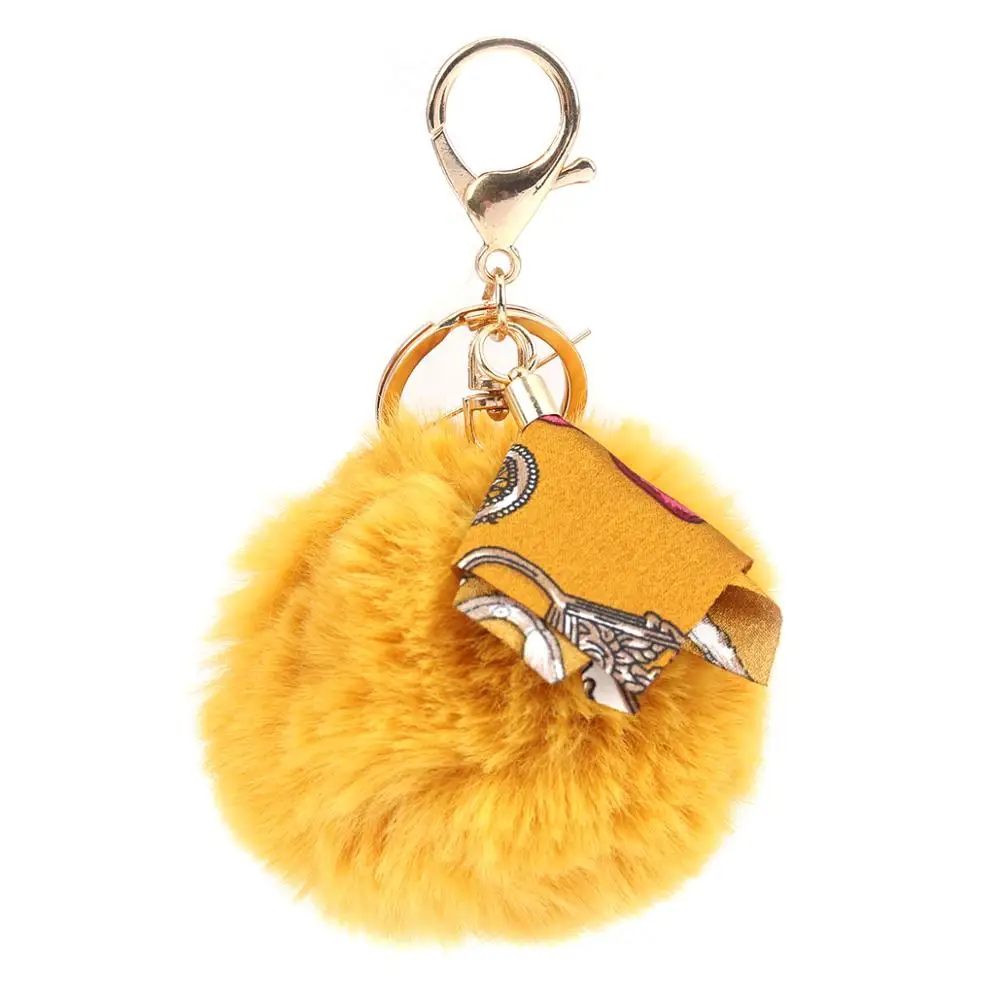 PACGOTH модный плюшевый брелок и для ключей Золотой Металл разноцветный помпон шар