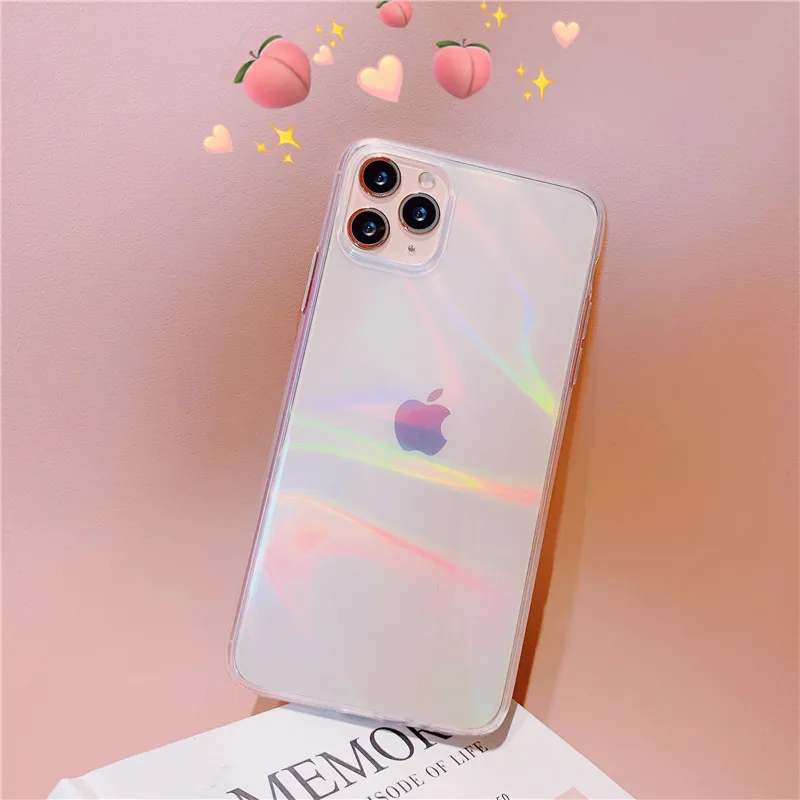 Laser Rainbow Transparent Phone Case For iPhone11 11 Pro Max XR X XS 7 8 Plus Soft Silicone Shockproof Clear Back Cover | Мобильные