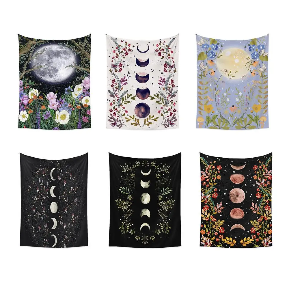 

1PCS Bohemian Tapestry Moon Phase Tapestry Hanging Cloth For Room Decoration Psychedelic Scene Art Home Decor
