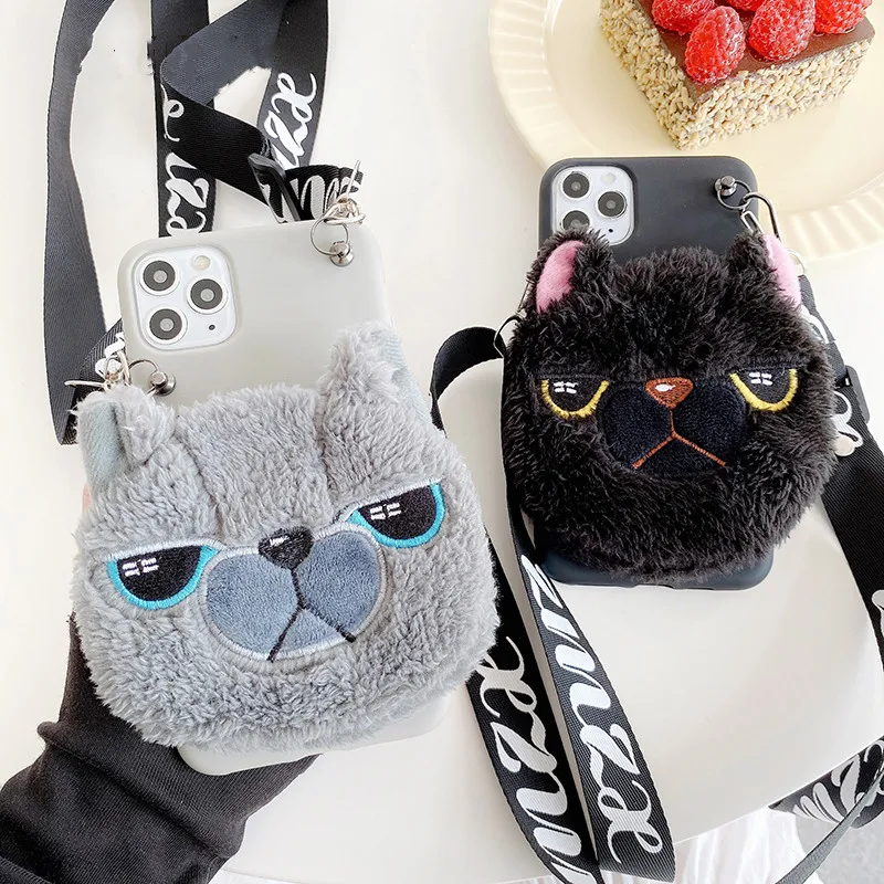

Plush Furry Coin Purses Phone Case for OPPO R9S R11S R15 R17 A37 A57 A79 A5 A12E A12S A31 A5 A9 2020 A15S A91 Cat Bag Fur Cover