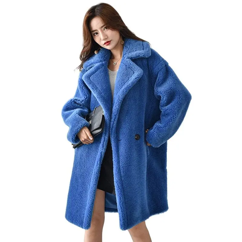 

Women Loose Fur Jacket 2021 Granular Lamb Hair Teddy Bear Coat Mid-Length Fur One-Piece Sheep Shearing Velvet Coat Winter New