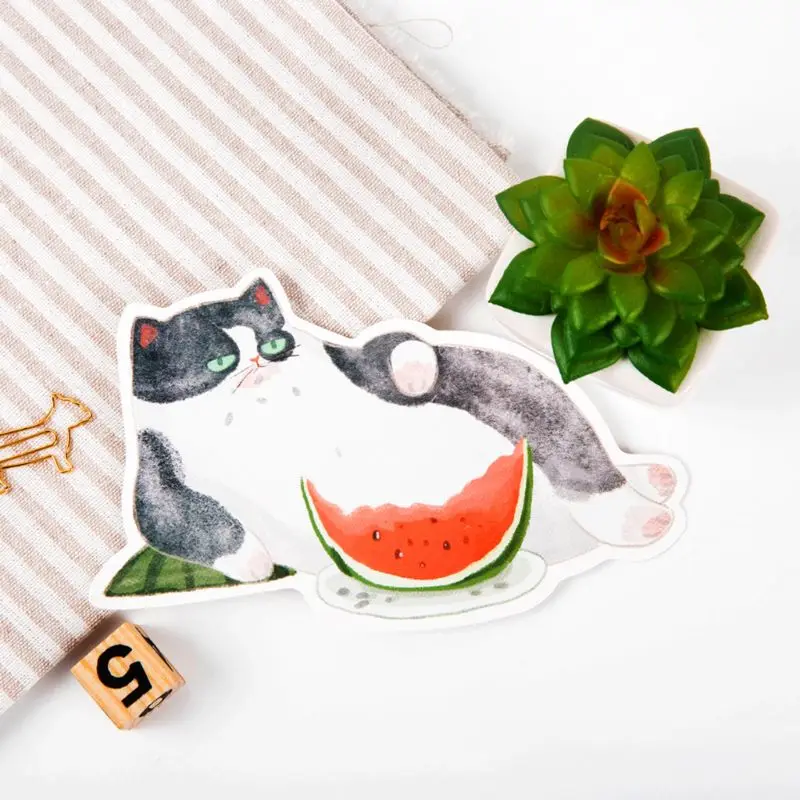 

Postcard Hand-Painted Cat Shape Cat Backyard Cute Hand-Painted Graffiti Style Small Fresh Cute Animal Shaped Card