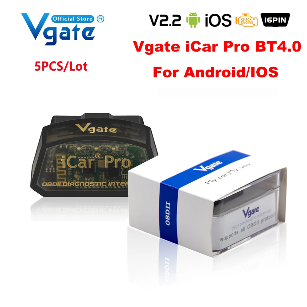 (5 шт./лот) Vgate icar Pro elm 327 bluetooth obd2 сканер скан pro автомобильный диагностический