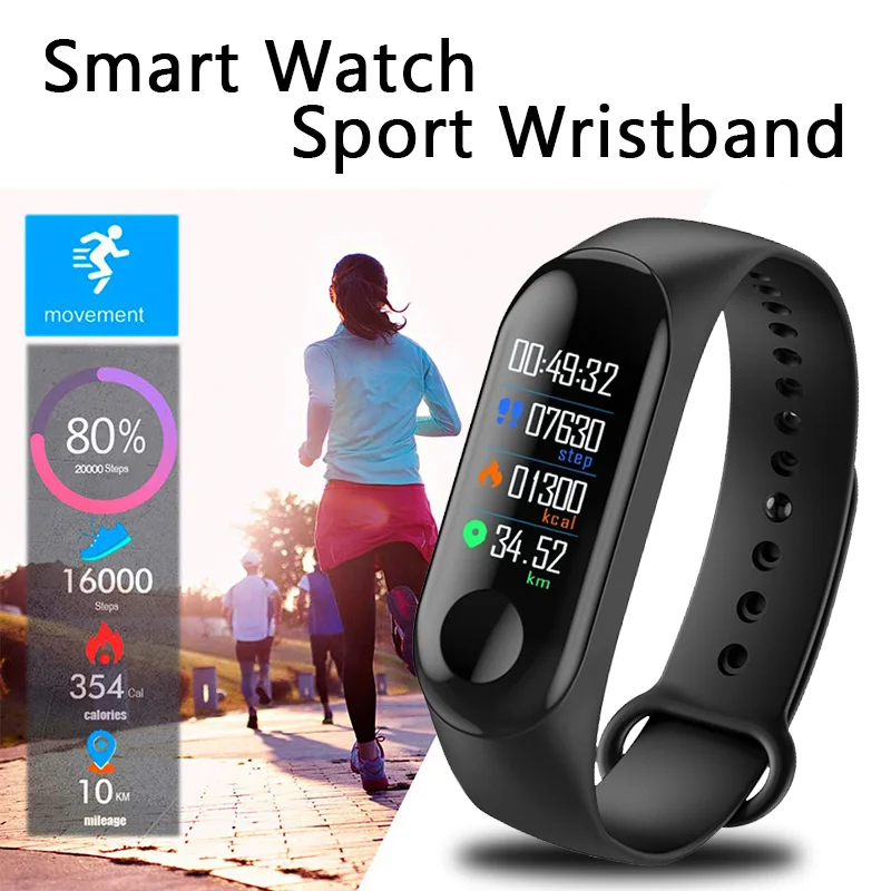 

Smart Bracelet Heart Rate Blood Pressure Health Waterproof Smart Watch M3 Pro Bluetooth Watch Wristband Fitness Tracker Gift