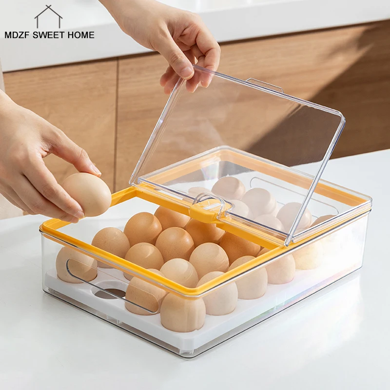 

24 Grid Egg Storage Box Refrigerator Plastic Food Storage Box Kitchen Vegetables Fruits Fresh Fridge Container Egg Tray