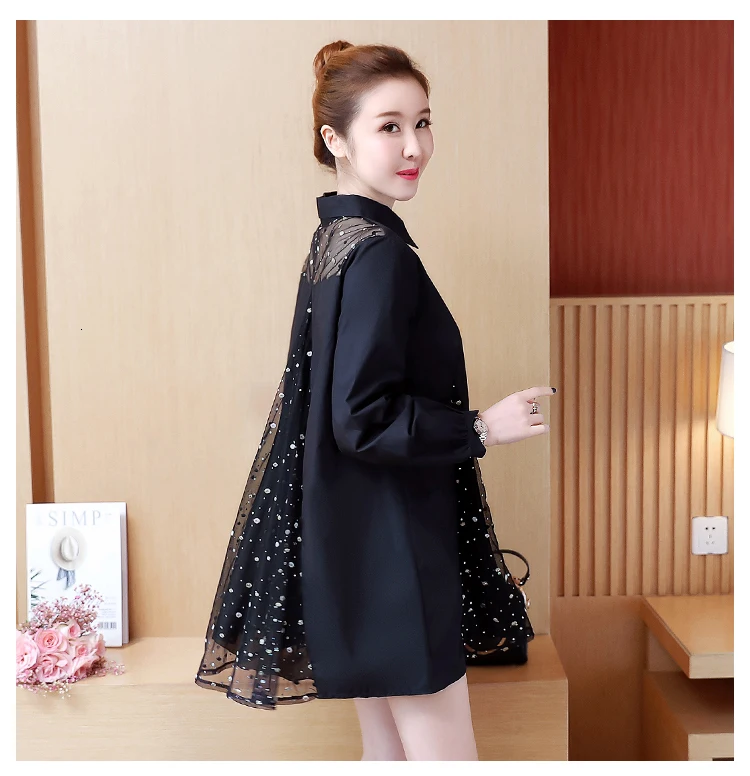 YICIYA, плюс размер, рубашка, блузка, топ, XXXL, 4xl, 5xl, женские блузки, черный, длинный рукав, сетка, прошитая, зима, весна, элегантная одежда
