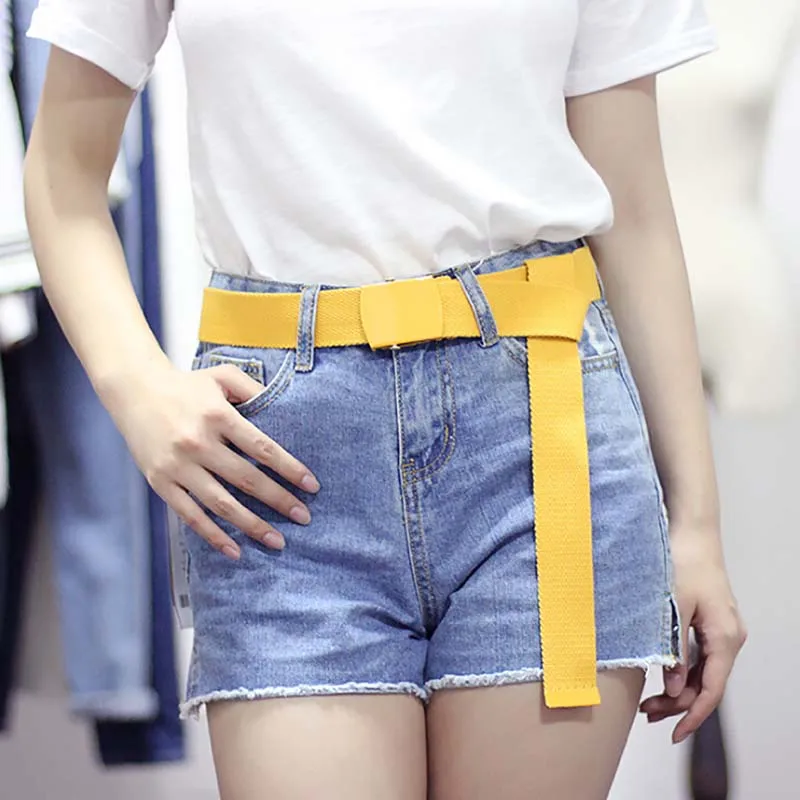 

Casual Canvas Belt Buckle Knitted Trousers Waistband Women Men Girls