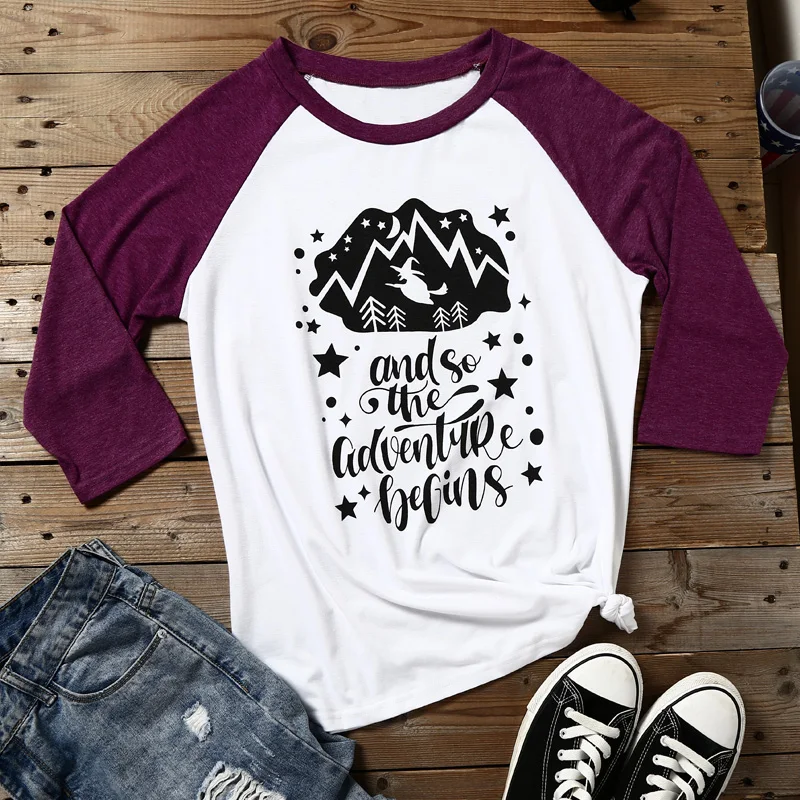 T Shirt Hipster Halloween Woman Tshirt Top T-Shirt Femme Tees Autumn Fit Cotton Fashion Three-Quarter Sleeves |