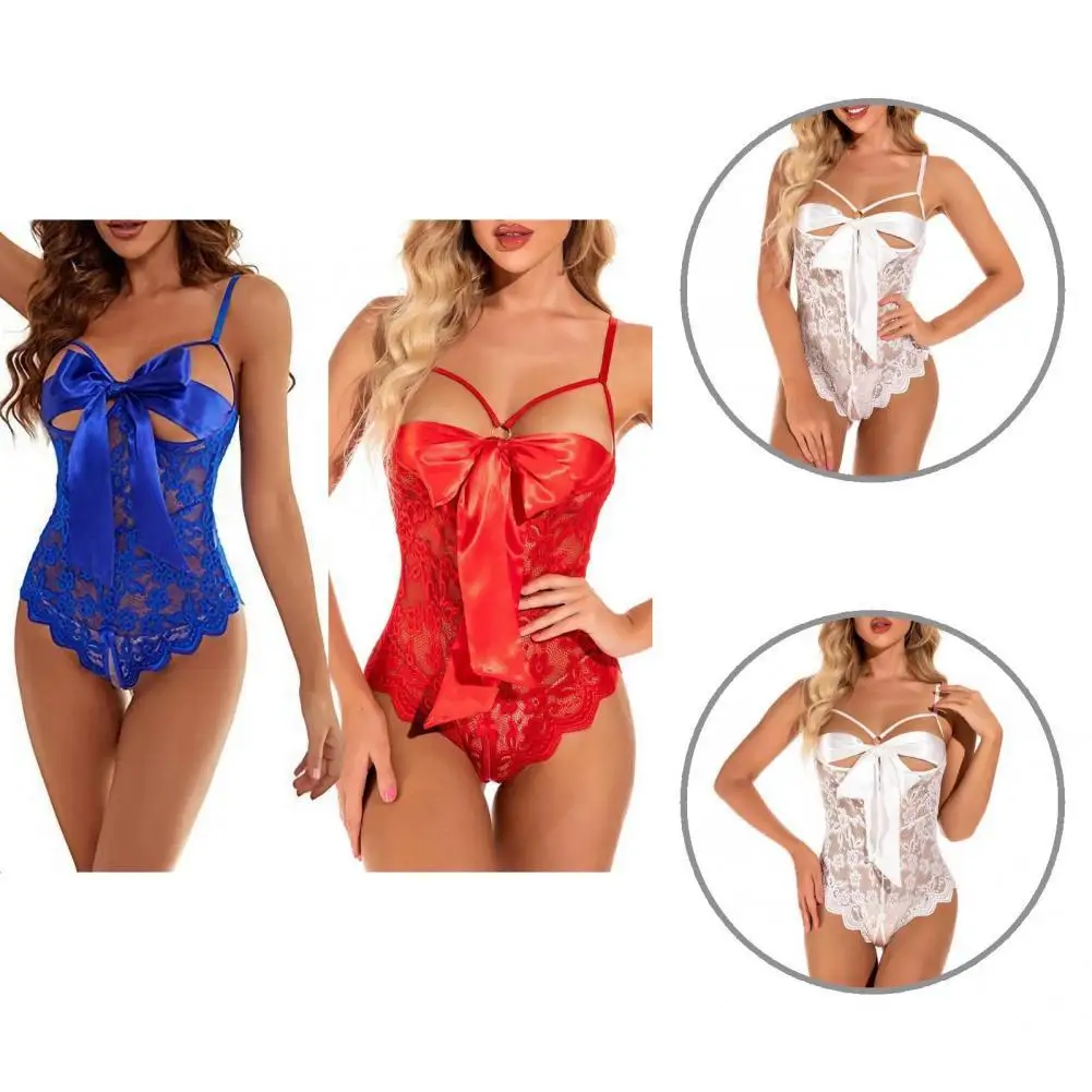 

Sexy Underwear Lint Free 4 Colors Floral Pattern See Through Temptation Open Crotch Nightwear Sexy Bodysuit for Bar
