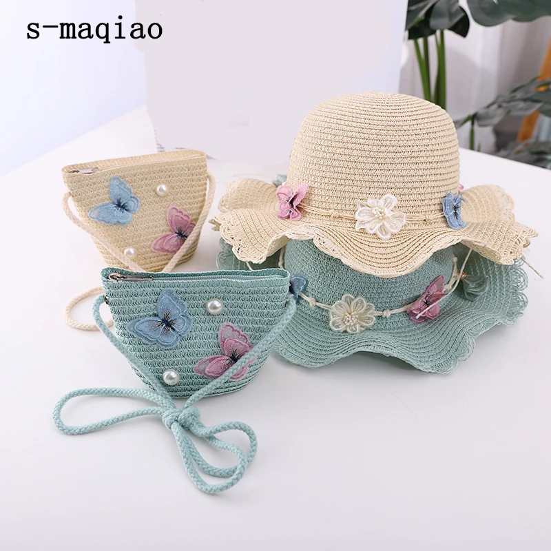 

Детская соломенная шляпа с широкими полями, летняя пляжная шляпа для девочек с защитой от УФ-лучей, 2021