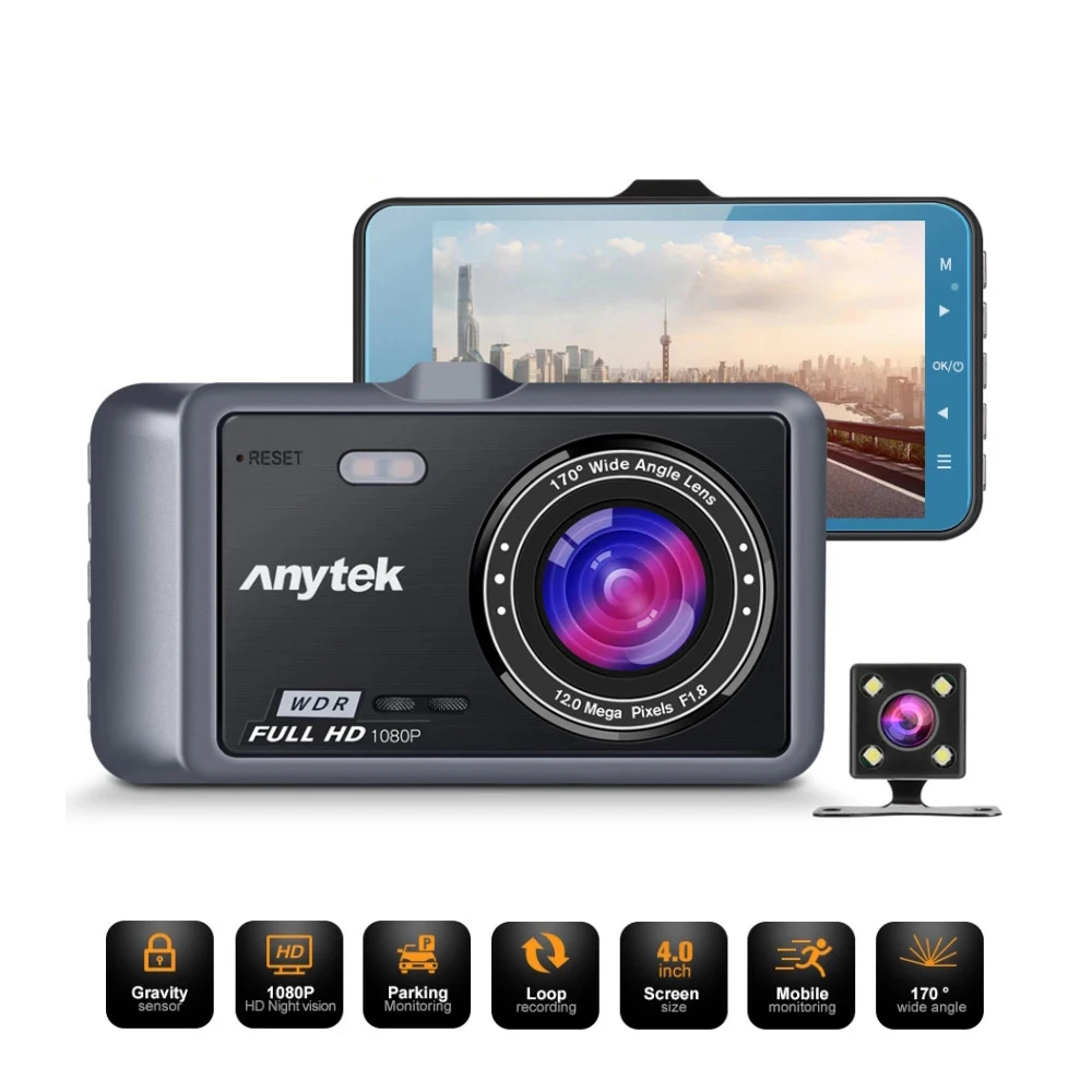 Автомобильный видеорегистратор с двумя объективами 2020 дюйма Full HD 1080P 170 градусов