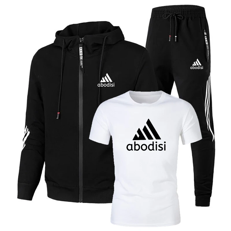 

Tracksuit Men Zipper Jackets+Pants 3 Pieces Sets Tracksuit Jogger Sets Casual Slim Fit Sporting Suit Fashion Mens Sweat Suits