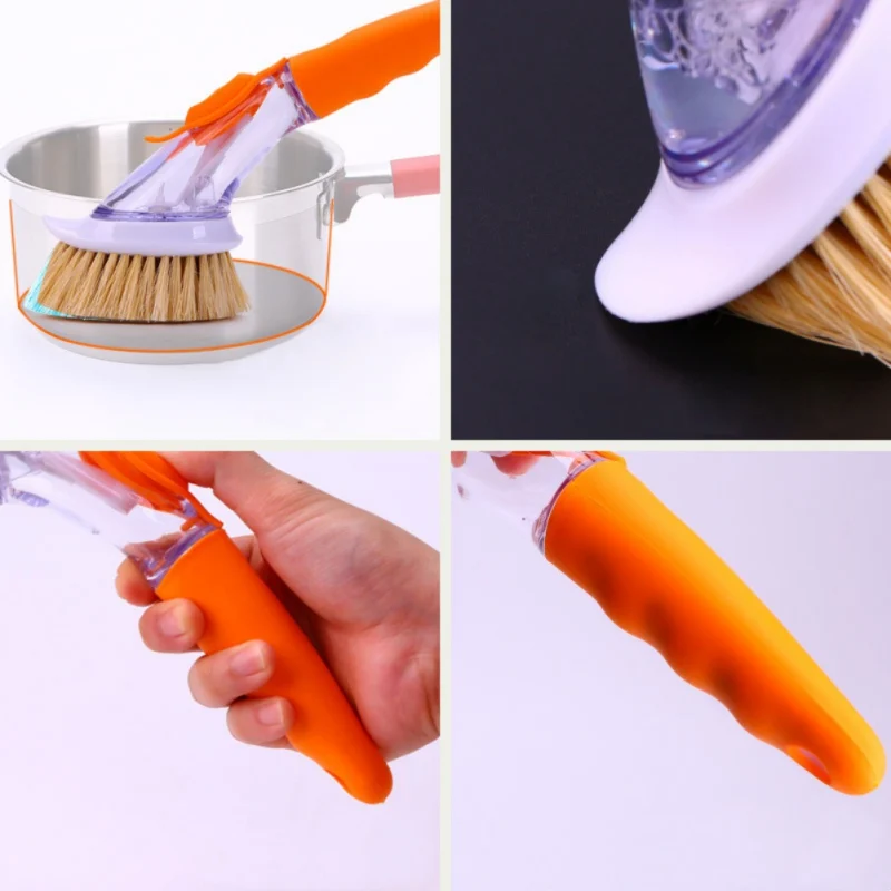 Kitchen Cleaning Brush With Non-slip Silicone Handle And Replacement Sponge Head Dish Pot Scrubber Cleaner Tools | Дом и сад