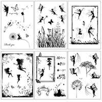 2021 new diy seal clear stamp plant fairy elf butterfly magic wand lamp dandelion soft transparent stencil scrapbooking paper