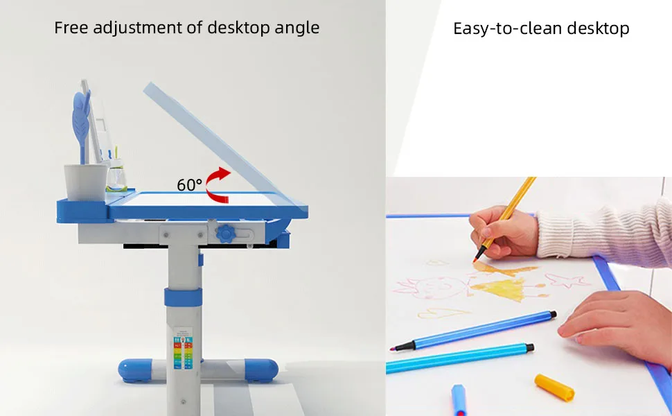 

Height Adjustable Kids Desk | Children's School Desk Set with Chair | Boys Study Table