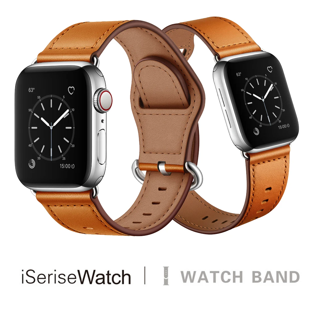 Горячее предложение ремешок из натуральной кожи для Apple Watch 42 мм 44 38 40 браслет