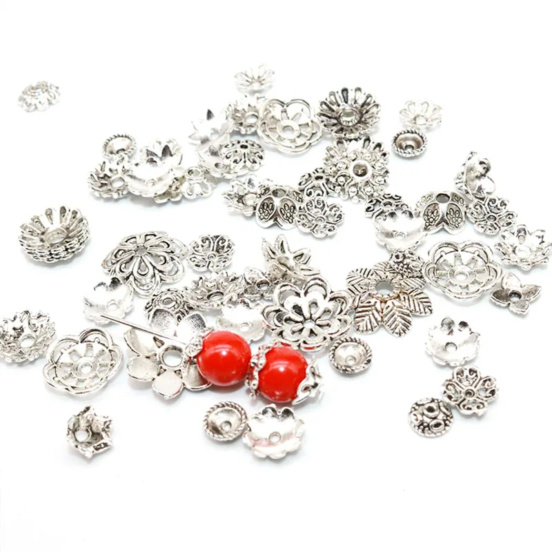 Металлические бусины в винтажном стиле большие шапочка с цветком бусинами для