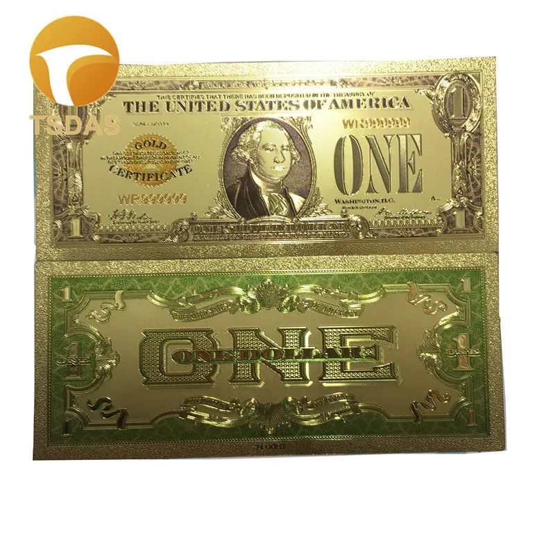 Colorful America 1 Dollar Pure Gold Banknote 2-sides Plated 24K Bill Bank Notes Business Souvenir Gifts 10pcs/lot | Дом и сад