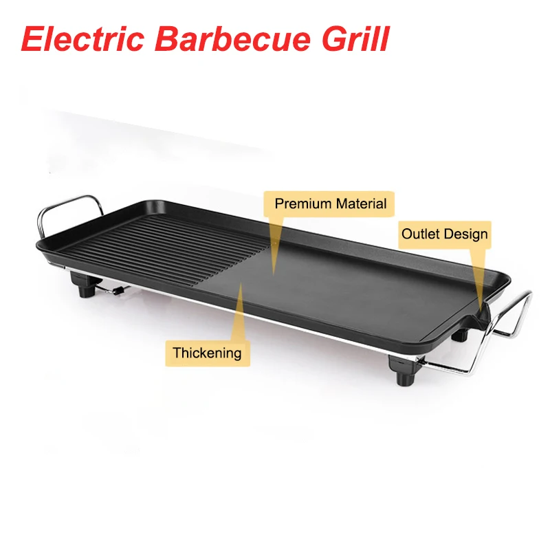 Скидка Электрический гриль для барбекю 220 В, многофункциональный бездымный противень для барбекю без прилипания, 1500 Вт, инструмент для барбекю в по...