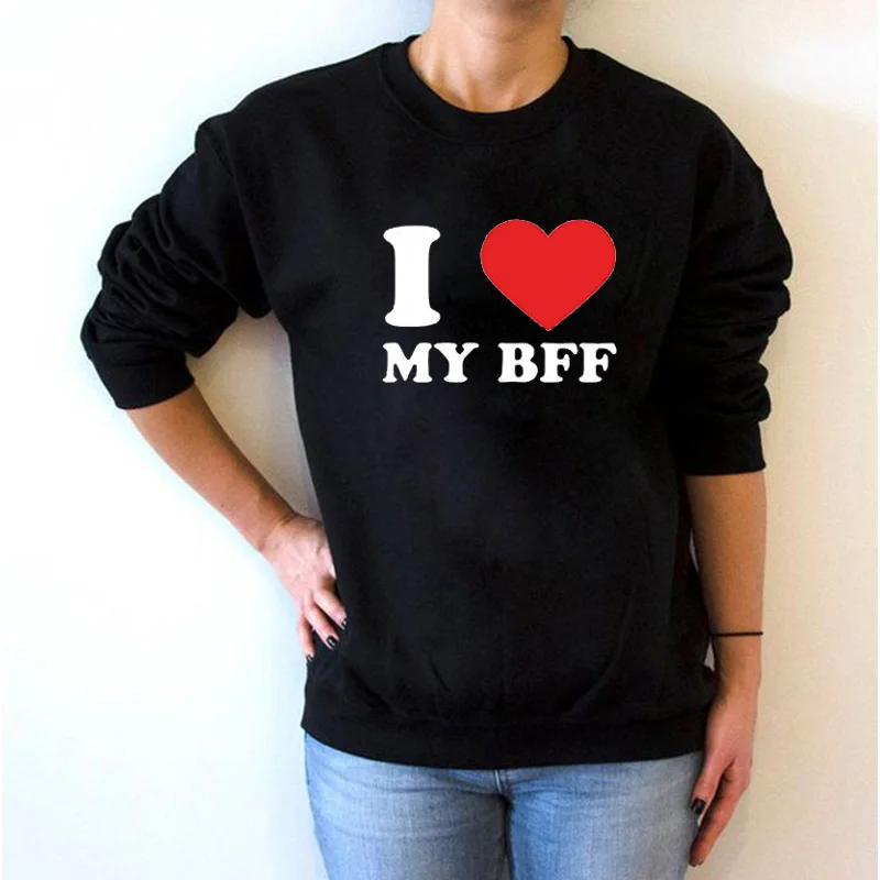 Хлопковый флисовый джемпер I Love My Bff RED Heart для взрослых толстовка &quotсестра&quot