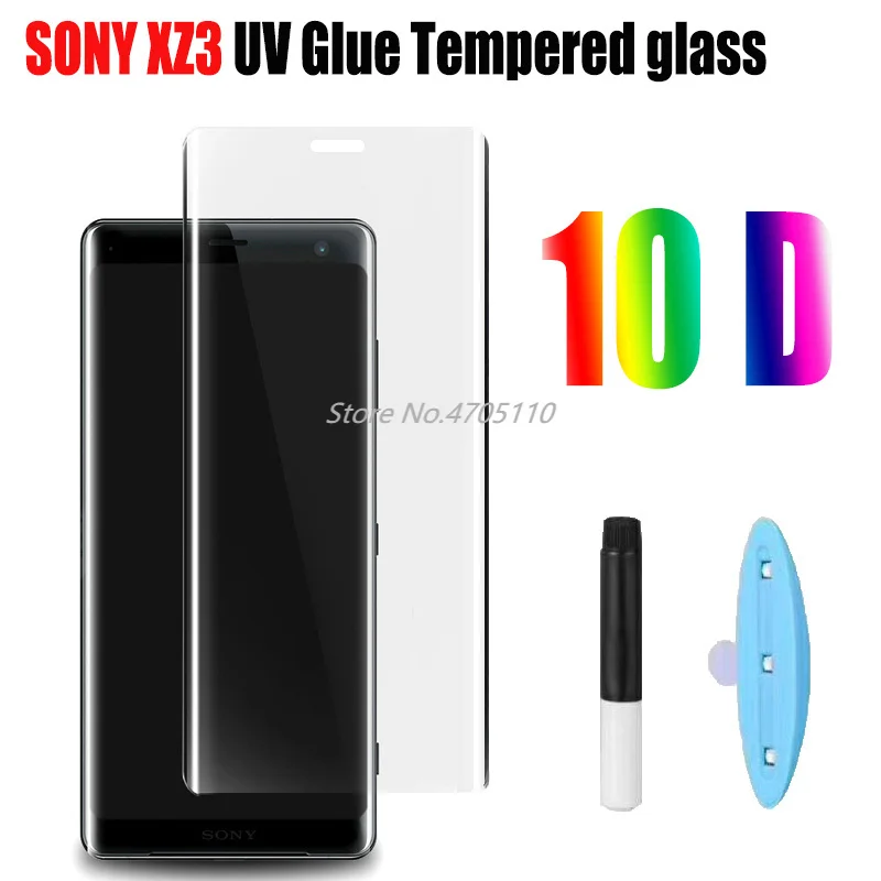 10D нано жидкое полное клеевое закаленное стекло для SONY XZ3 3D изогнутое покрытие УФ